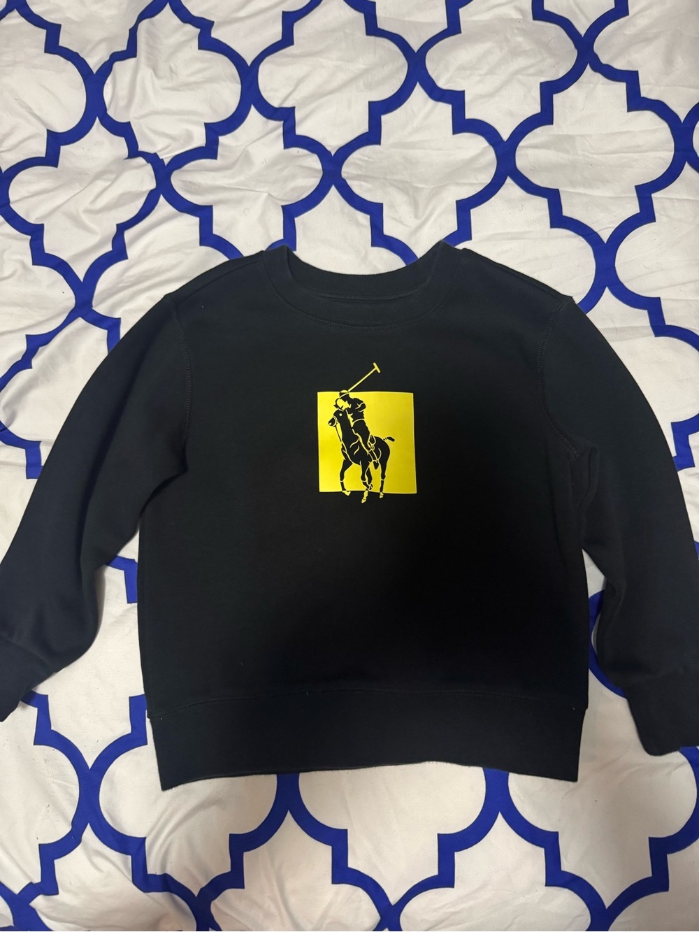 Black Sweatshirt with Yellow Polo Player Graphic